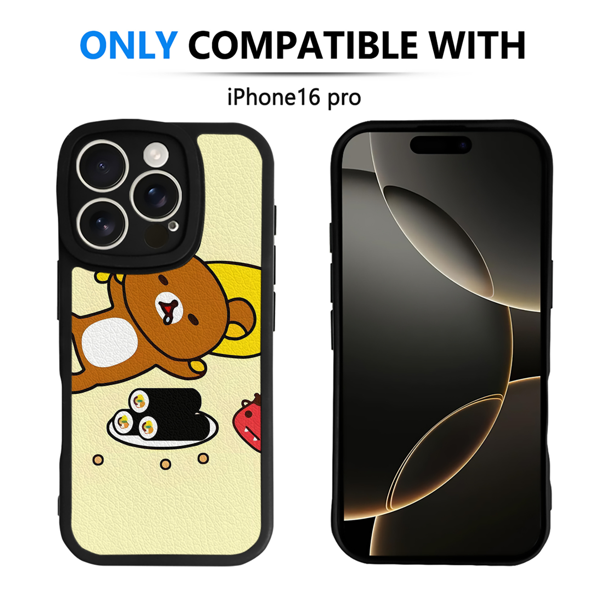 （画像用） リラックマ リラックマ キイロイトリ Rilakkuma Korilakkuma Kiiroitori 【iPhone 16シリーズ対応】シリコンスマホケース（レザー調） 材質：シリコン